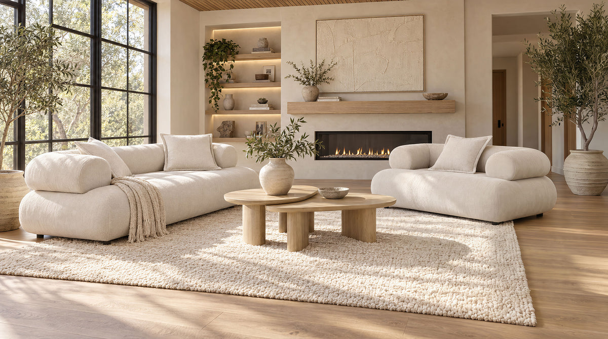 Eskola Chenille Accent Chair with Rounded Shelter Arms Ivory
