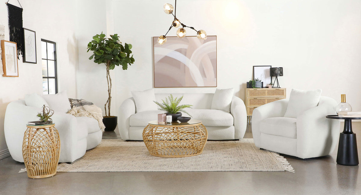 Isabella Sherpa Upholstered Sofa Natural