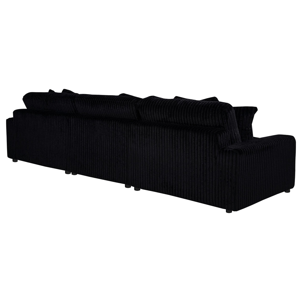 Blaine 3-Piece Corduroy Reversible Chaise Sectional Sofa Black