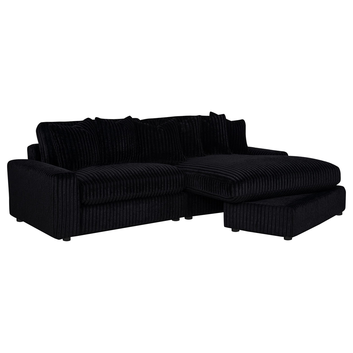 Blaine 2-Piece Corduroy Reversible Chaise Sectional Sofa Black