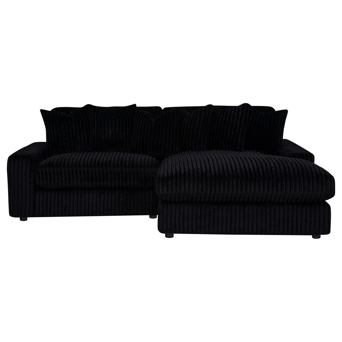Blaine 2-Piece Corduroy Reversible Chaise Sectional Sofa Black