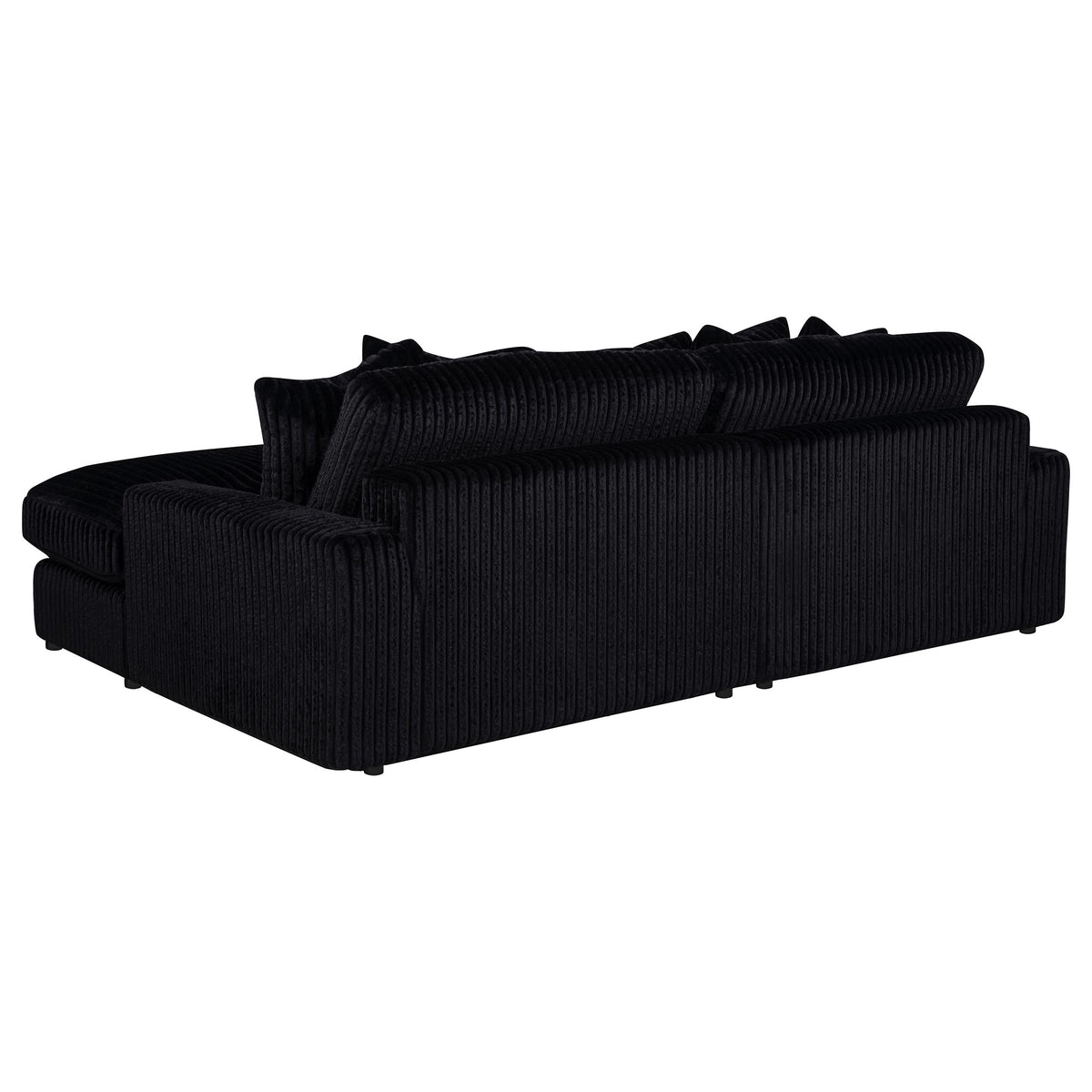 Blaine 2-Piece Corduroy Reversible Chaise Sectional Sofa Black