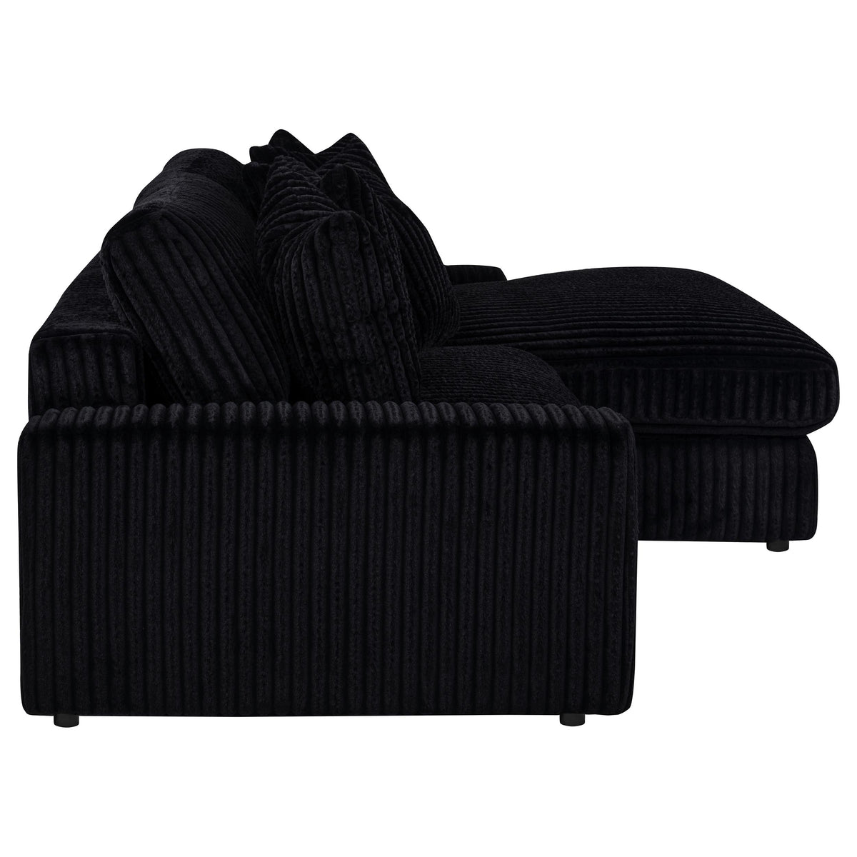 Blaine 2-Piece Corduroy Reversible Chaise Sectional Sofa Black