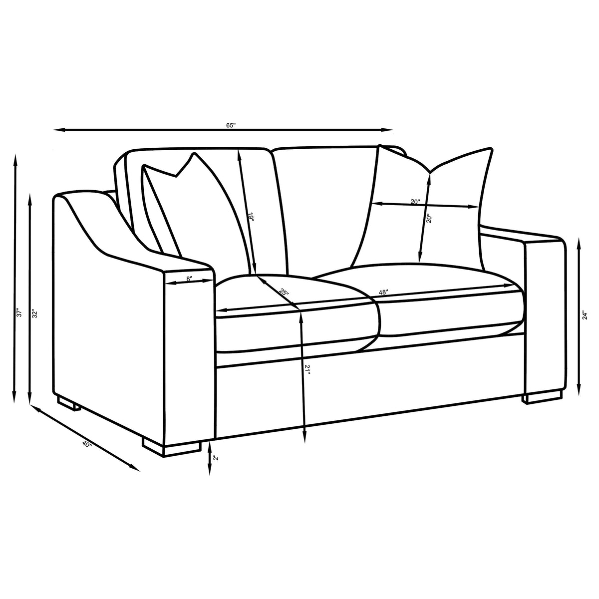 Ashlyn Upholstered Track Arm Loveseat White