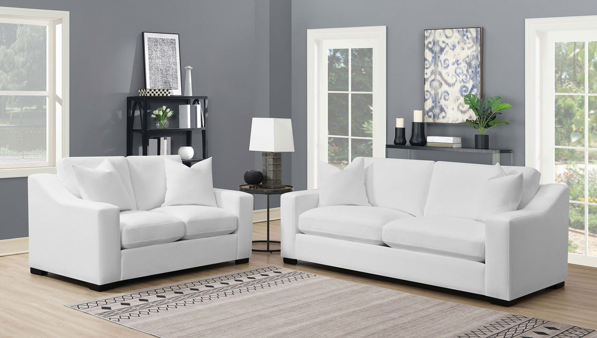 Ashlyn Upholstered Track Arm Loveseat White