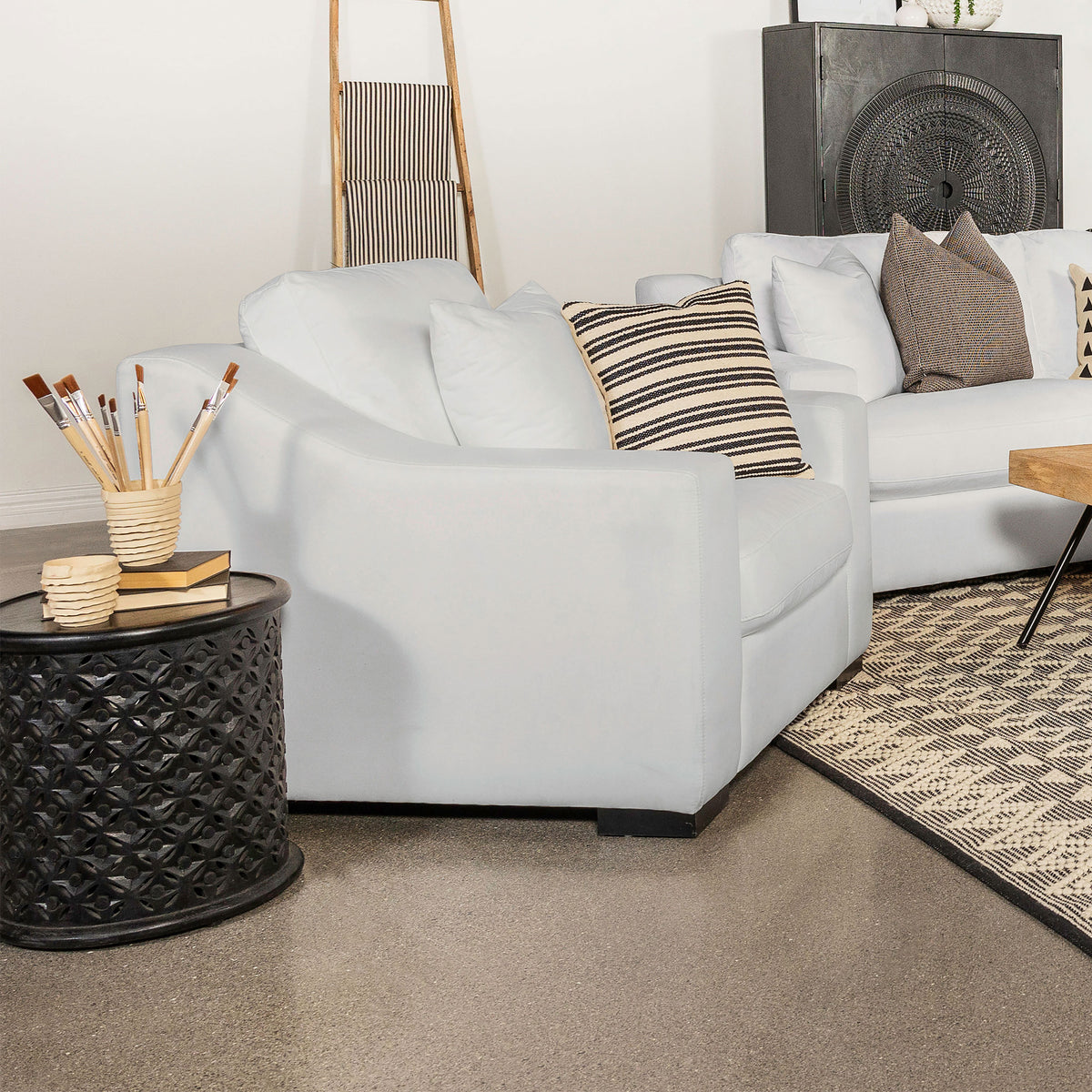 Ashlyn Upholstered Track Arm Accent Chair White