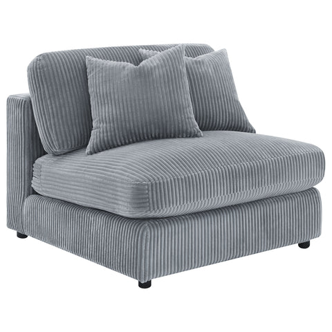 Blaine Corduroy Armless Chair with Reversible Cushions Fog