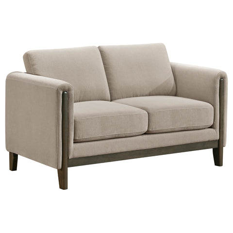 Islington Fabric Upholstered Panel Arm Loveseat Taupe