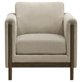 Islington Fabric Upholstered Panel Arm Accent Chair Taupe