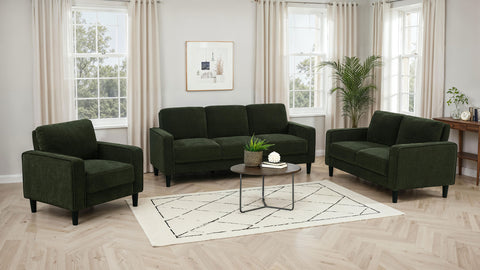 Ruth Living Room Set Matcha — room scene; select a set for exact contents