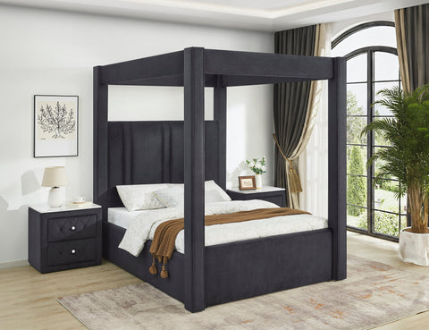 Jayla Black Velvet King Canopy Bed