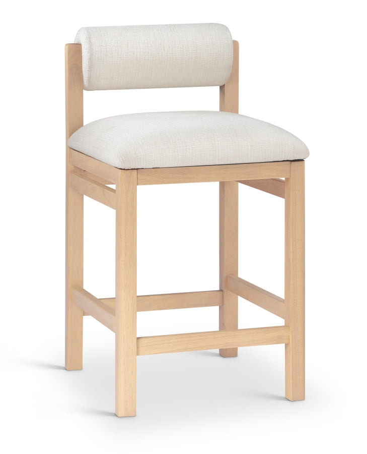 Roundhill Linen Textured Fabric Upholstered Counter Stool — 11086-C - Cream - 11086Cream-C