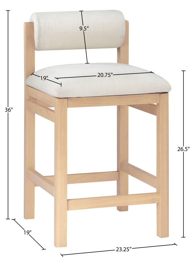 Roundhill Linen Textured Fabric Upholstered Counter Stool — 11086-C - Cream - 11086Cream-C Dim