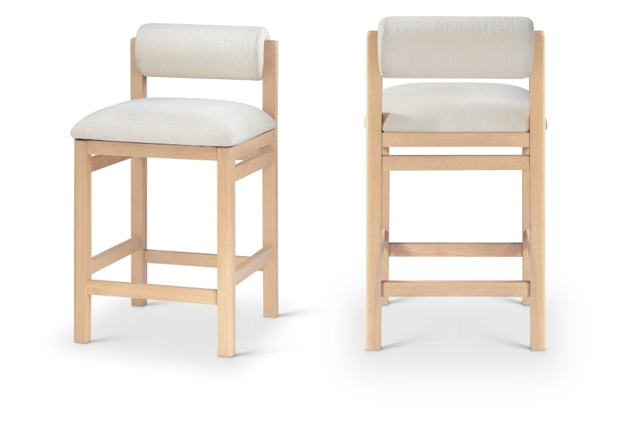 Roundhill Linen Textured Fabric Upholstered Counter Stool — 11086-C - Cream - 11086Cream-C Double Chair