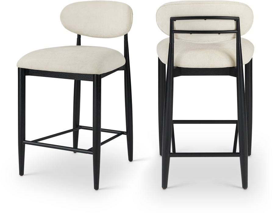 Riccio Performance Fabric Upholstered Counter Stool — 11049-C - Beige - 11049Beige-C Double Chair