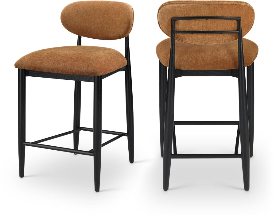 Riccio Performance Fabric Upholstered Counter Stool — 11049-C - Cognac - 11049Cognac-C Double Chair