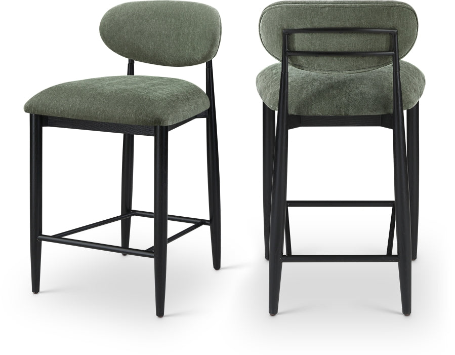 Riccio Performance Fabric Upholstered Counter Stool — 11049-C - Olive - 11049Olive-C Double Chair