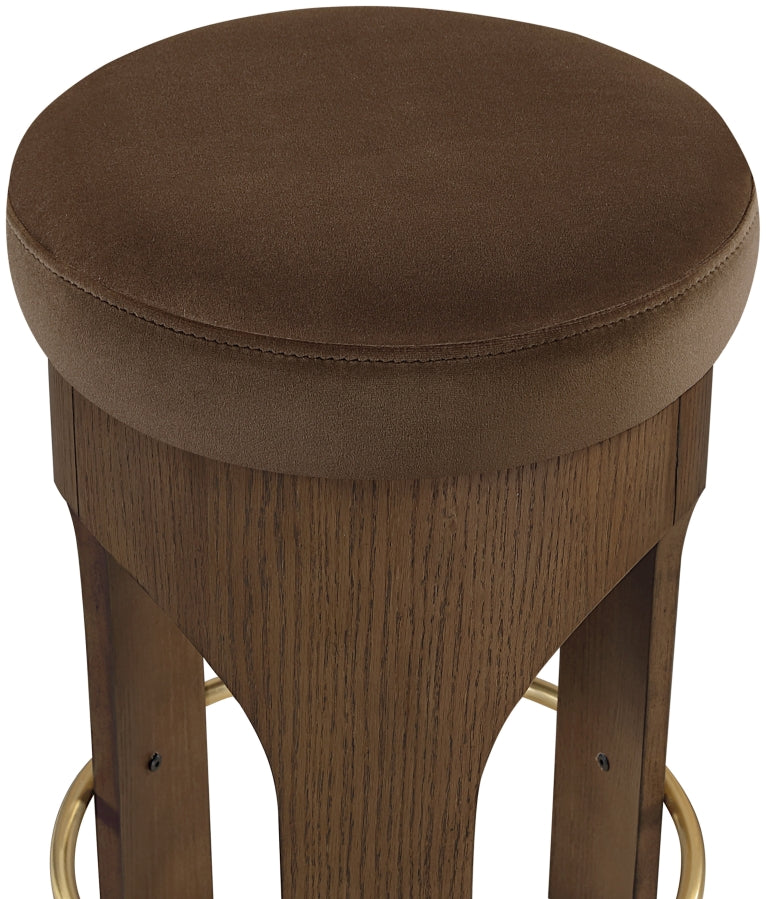 Bocceli Velvet Upholstered Counter Stool — 11059-C - Brown - 11059Brown-C alternate view 3