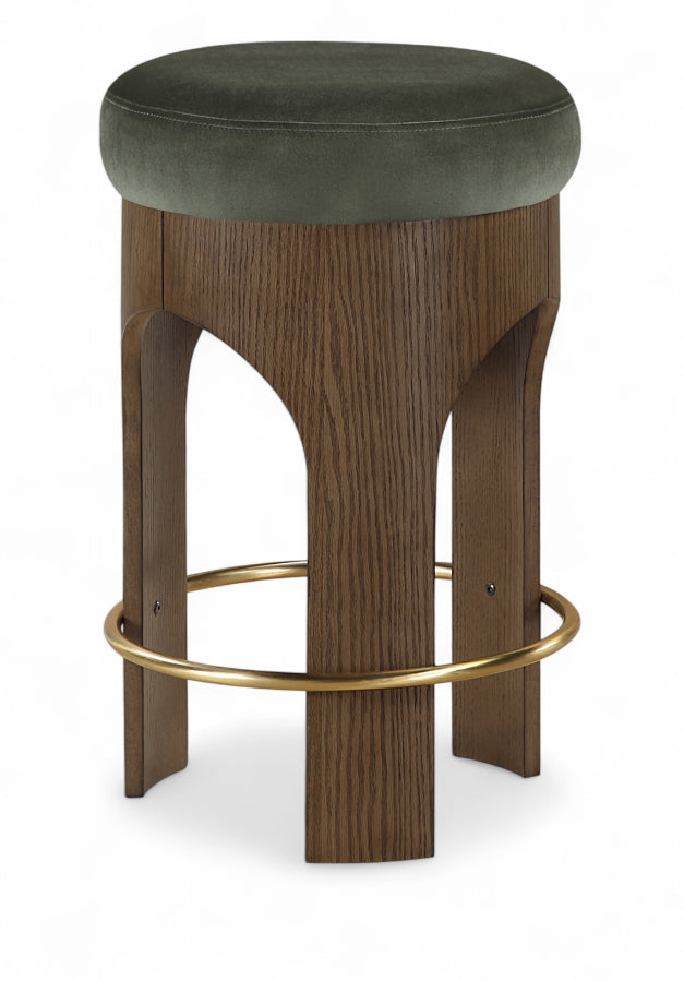 Bocceli Velvet Upholstered Counter Stool — 11059-C - Green - 11059Green-C