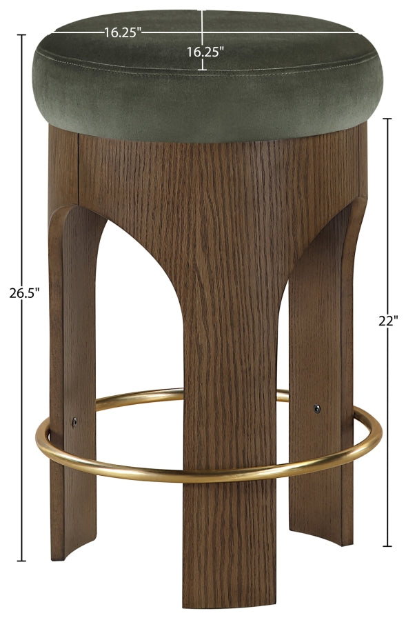 Bocceli Velvet Upholstered Counter Stool — 11059-C - Green - 11059Green-C Dim