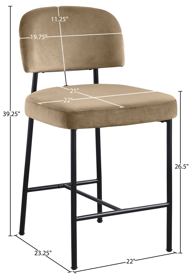 Zarelle Performance Fabric Upholstered Counter Stool — 88022-C - Beige - 88022Beige-C Dim