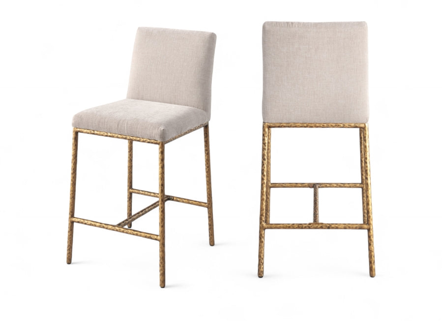 Reeves Chenille Fabric Upholstered Counter Stool — 11070-C - Beige - 11070Beige-C Double Chair