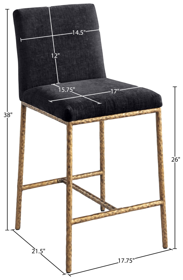 Reeves Chenille Fabric Upholstered Counter Stool — 11070-C - Black - 11070Black-C Dim