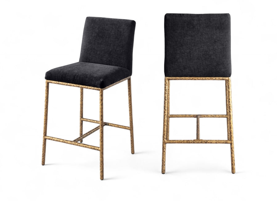 Reeves Chenille Fabric Upholstered Counter Stool — 11070-C - Black - 11070Black-C Double Chair