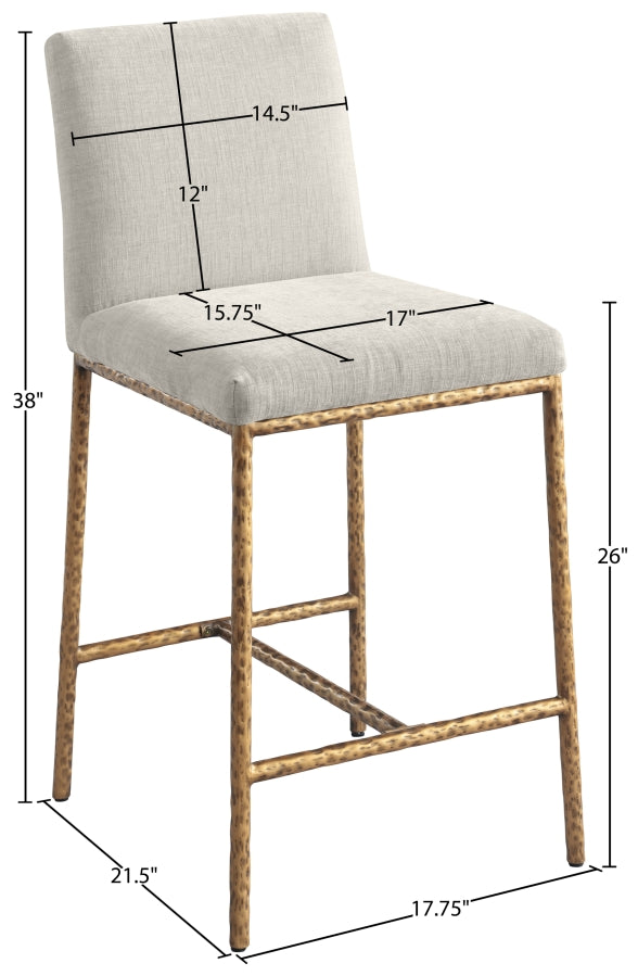 Reeves Chenille Fabric Upholstered Counter Stool — 11070-C - Cream - 11070Cream-C Dim