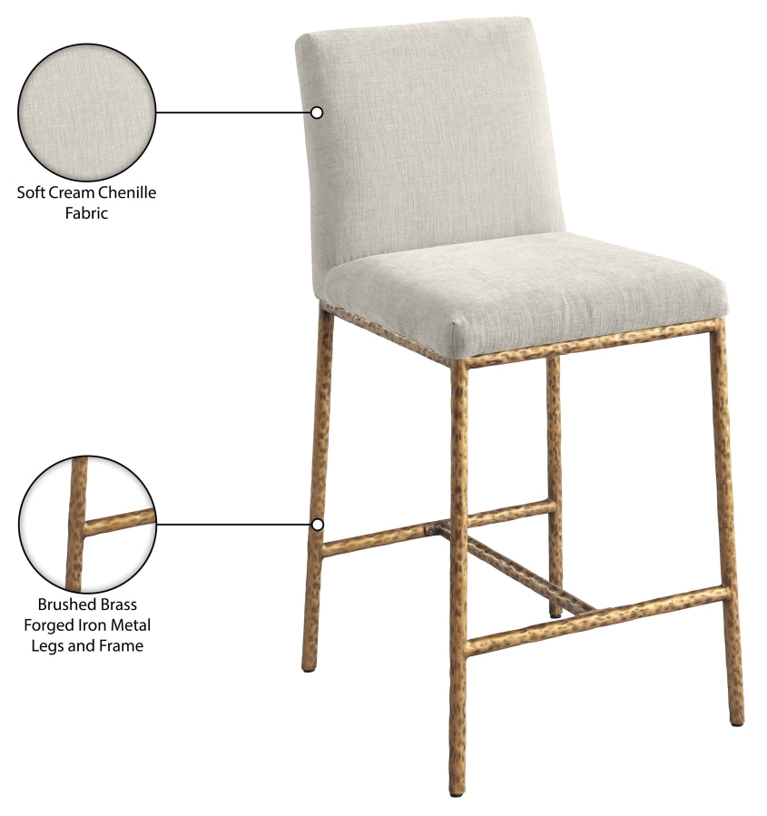 Reeves Chenille Fabric Upholstered Counter Stool — 11070-C - Cream - 11070Cream-C Infographic