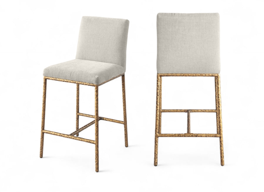 Reeves Chenille Fabric Upholstered Counter Stool — 11070-C - Cream - 11070Cream-C Double Chair