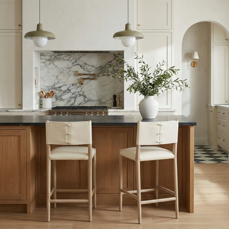 Andie Vegan Leather Upholstered Counter Stool — 88076-C - Cream - 88076Cream-C alternate view 1