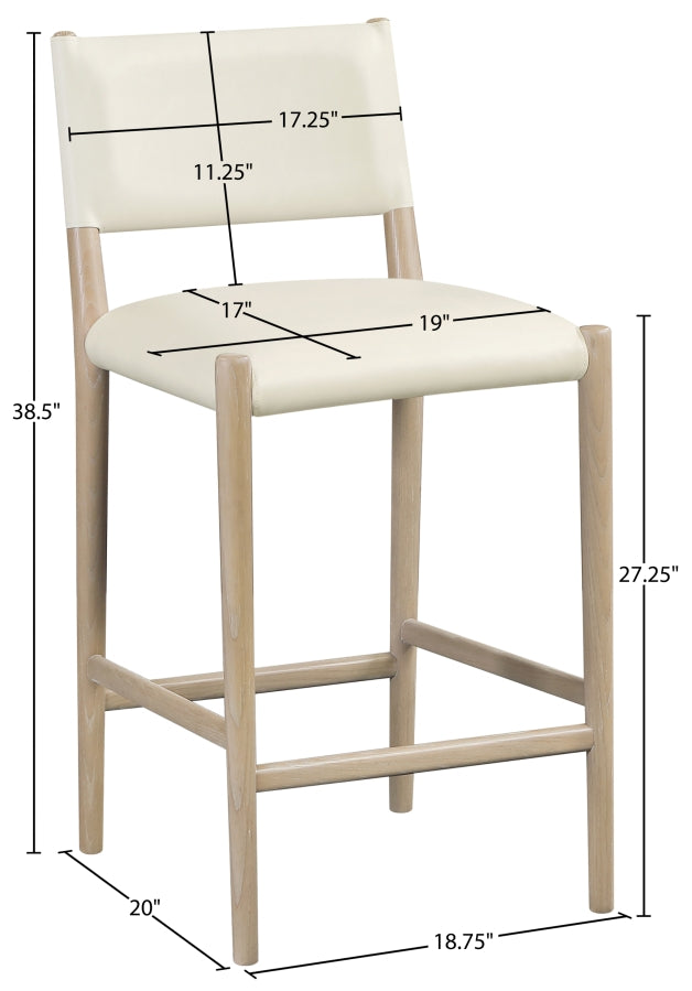 Andie Vegan Leather Upholstered Counter Stool — 88076-C - Cream - 88076Cream-C Dim