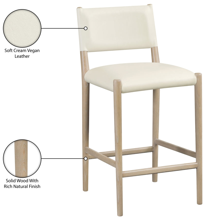 Andie Vegan Leather Upholstered Counter Stool — 88076-C - Cream - 88076Cream-C Infographic