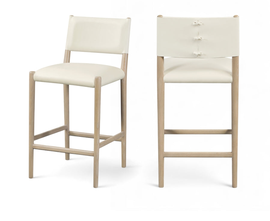 Andie Vegan Leather Upholstered Counter Stool — 88076-C - Cream - 88076Cream-C Double Chair