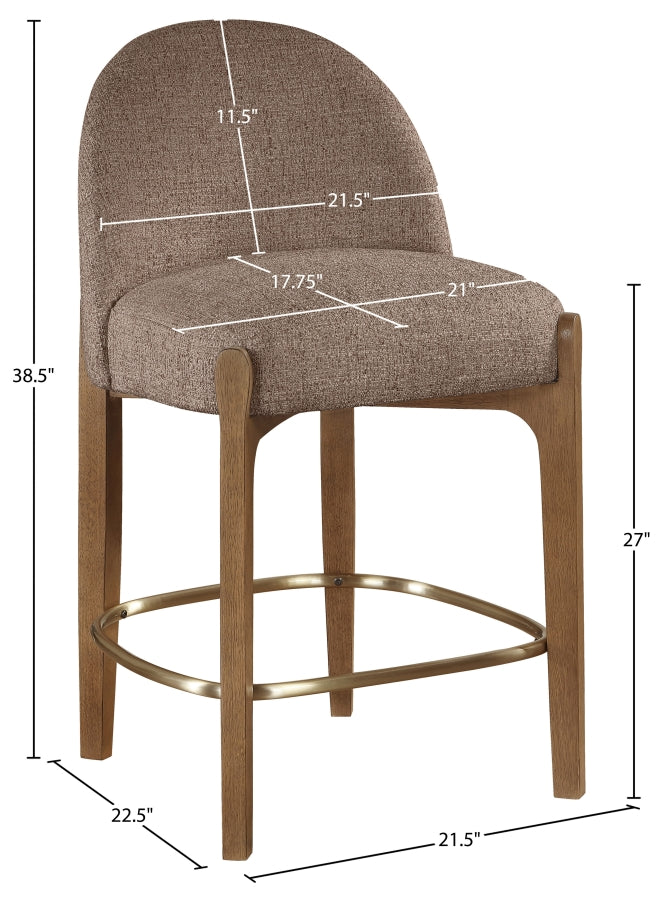 Torino Fabric Upholstered Counter Stool — 88008-C - Brown - 88008Brown-C Dim