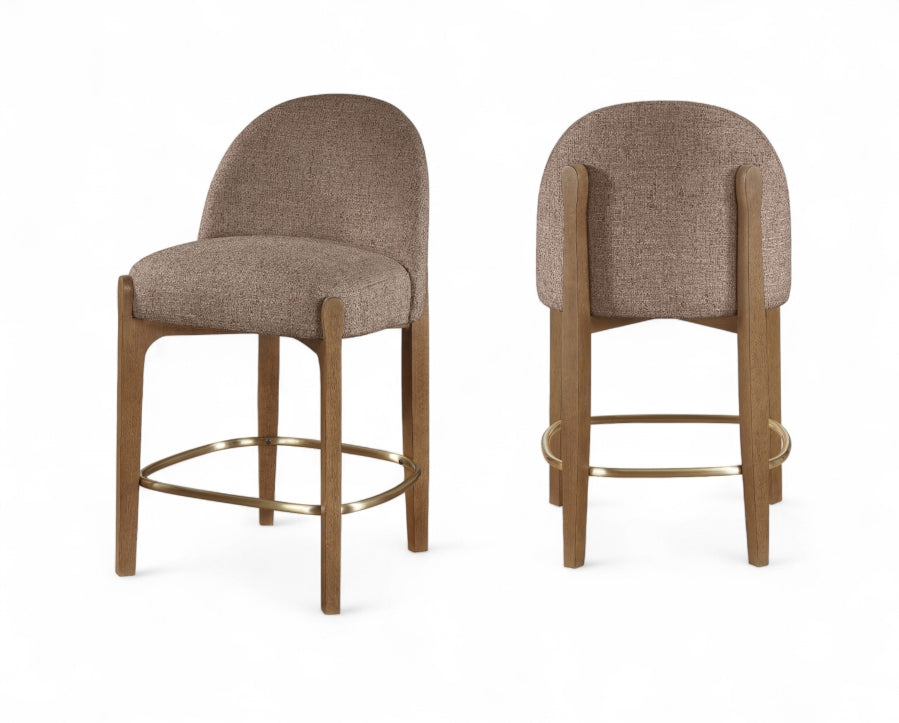 Torino Fabric Upholstered Counter Stool — 88008-C - Brown - 88008Brown-C Double Chair
