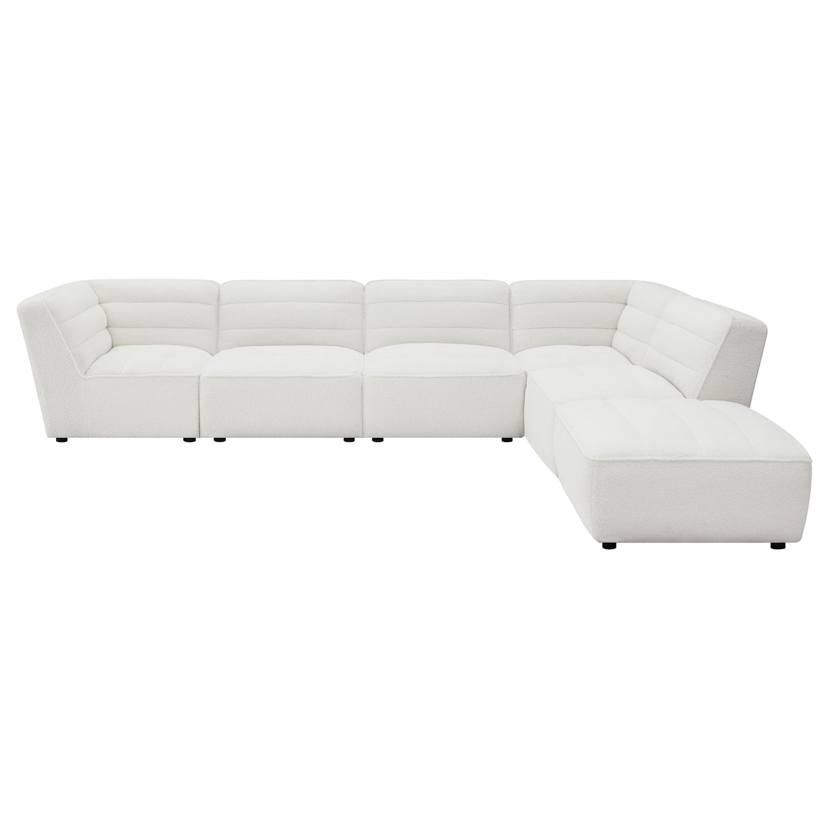 Sunny 6-piece Upholstered Modular Sectional Sofa Ivory Sherpa
