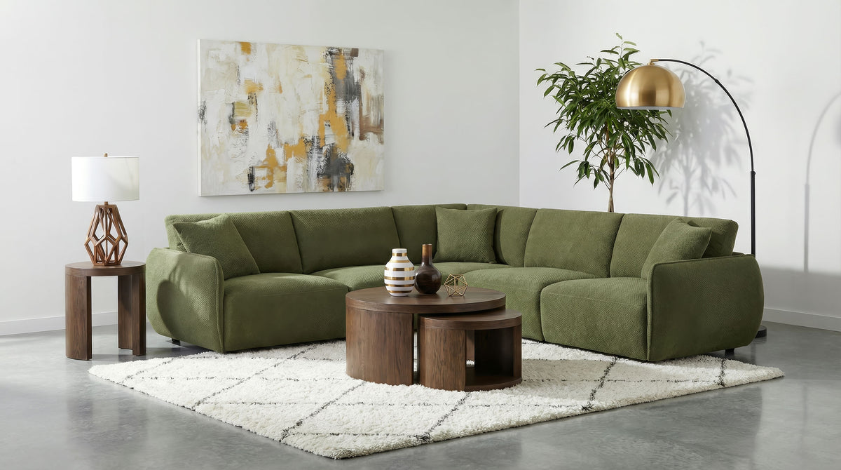 Elysia Fabric Upholstered Modular RAF Chair Green