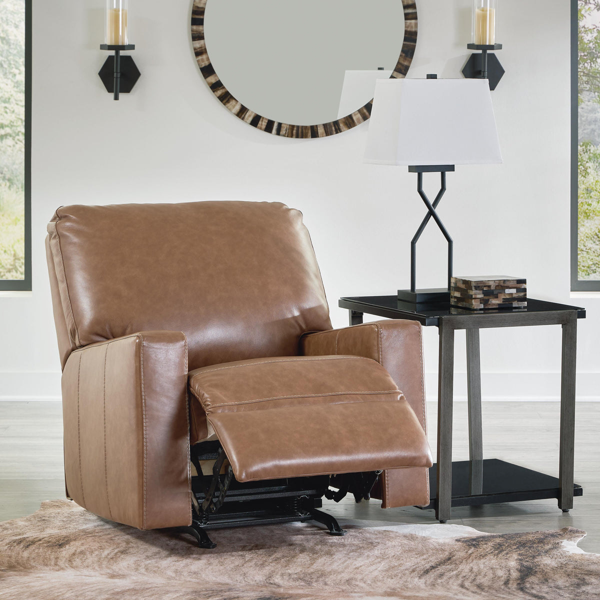Bolsena Caramel Recliner - open