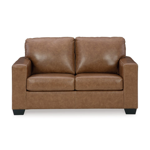 Bolsena Caramel Leather Loveseat front view