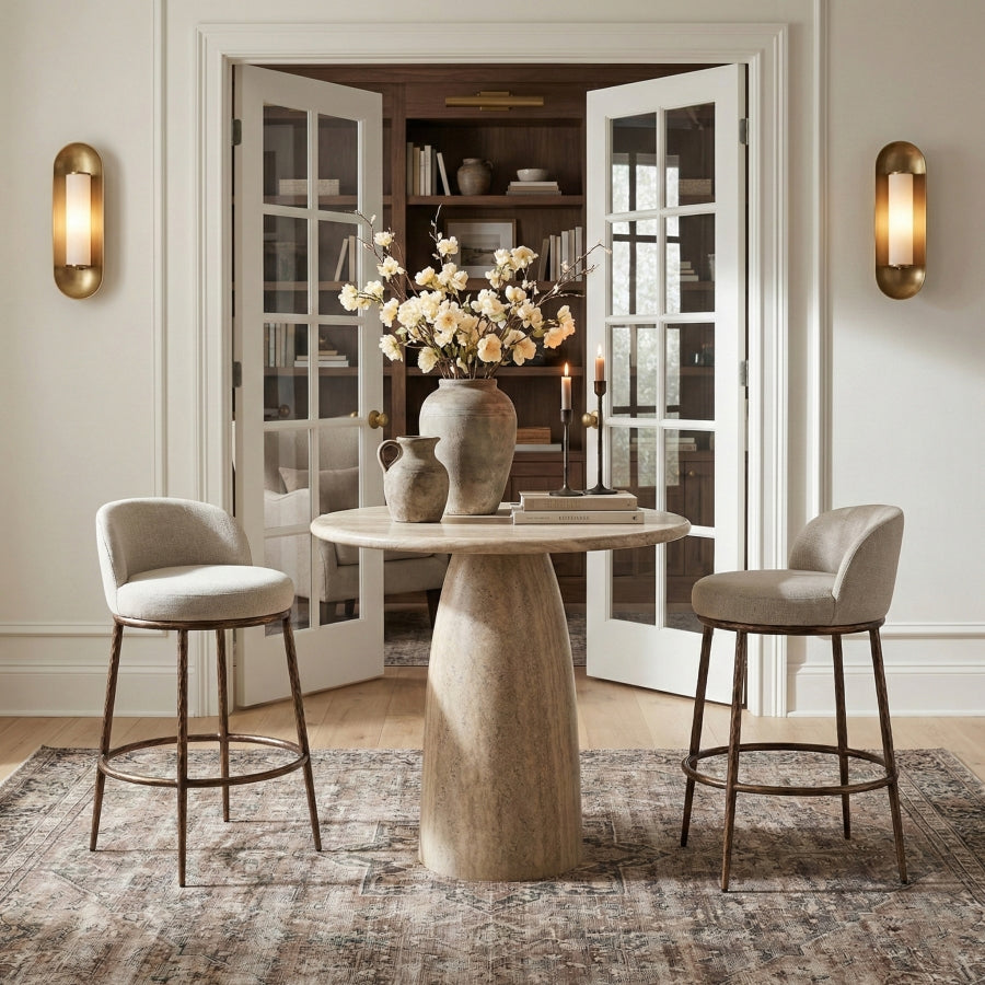 Ferro Performance Fabric Upholstered Bar Stool — 77085-C - Beige - 77085Beige-C alternate view 1