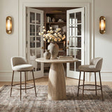 Ferro Performance Fabric Upholstered Bar Stool — 77085-C - Beige - 77085Beige-C alternate view 1