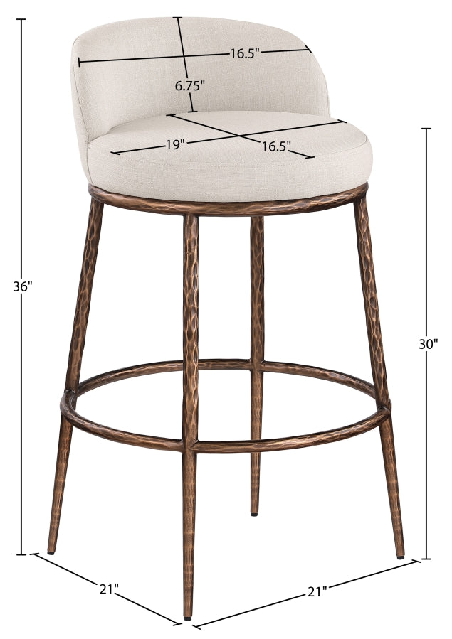 Ferro Performance Fabric Upholstered Bar Stool — 77085-C - Beige - 77085Beige-C Dim