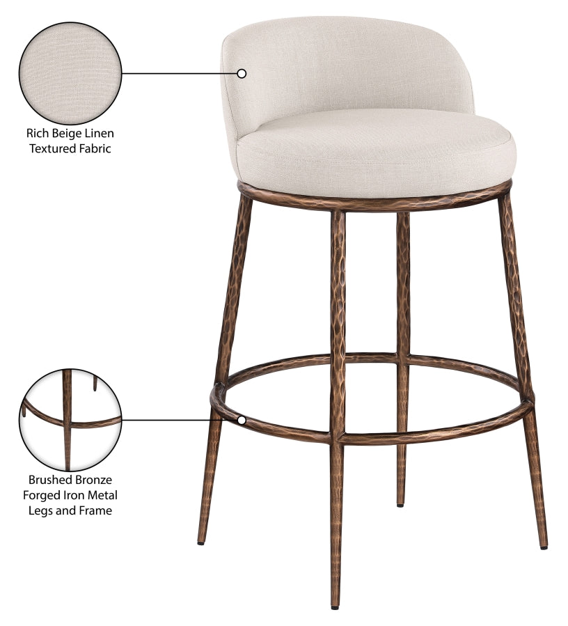 Ferro Performance Fabric Upholstered Bar Stool — 77085-C - Beige - 77085Beige-C Infographic