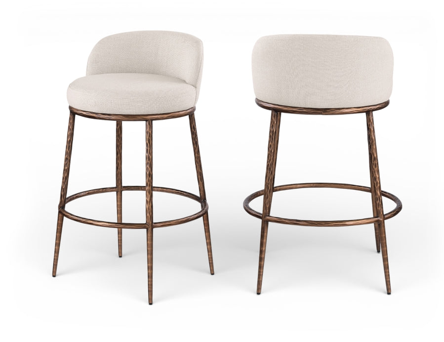 Ferro Performance Fabric Upholstered Bar Stool — 77085-C - Beige - 77085Beige-C Double Chair