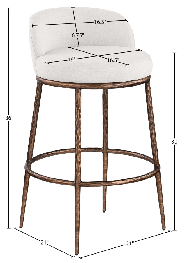Ferro Performance Fabric Upholstered Bar Stool — 77085-C - Cream - 77085Cream-C Dim
