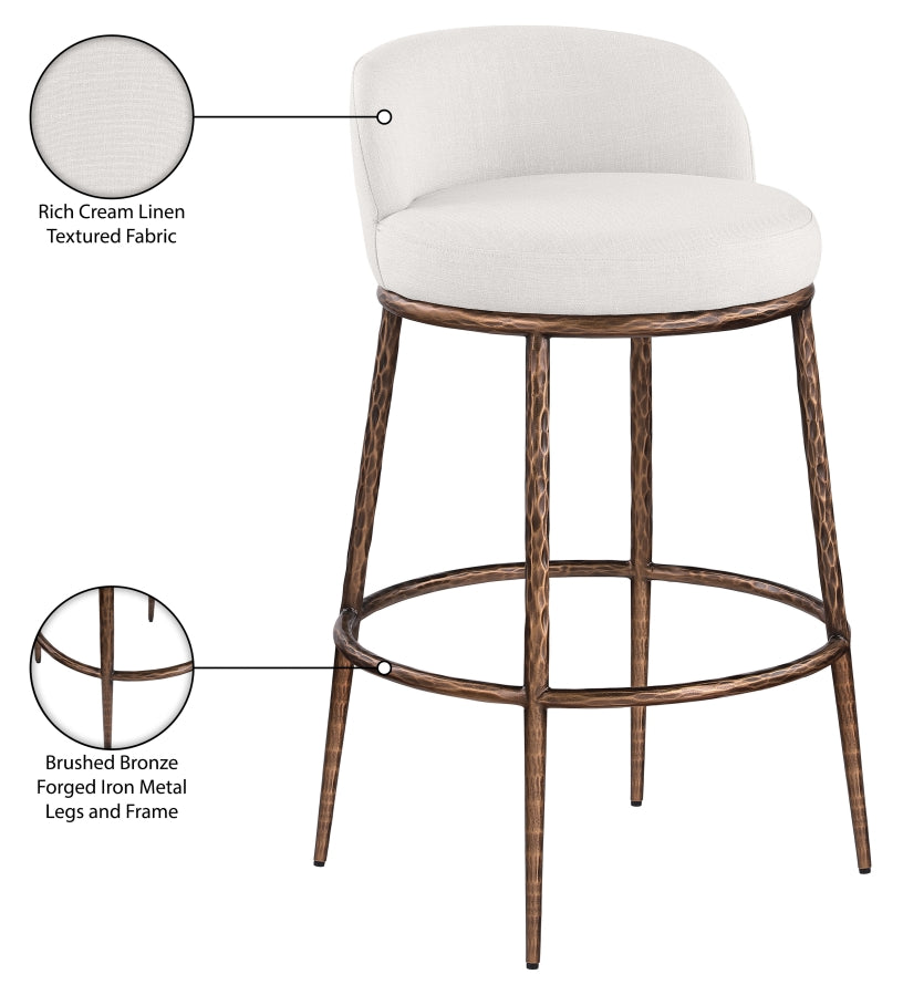 Ferro Performance Fabric Upholstered Bar Stool — 77085-C - Cream - 77085Cream-C Infographic