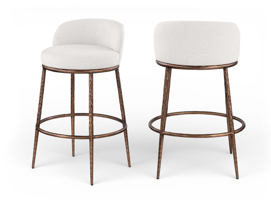Ferro Performance Fabric Upholstered Bar Stool — 77085-C - Cream - 77085Cream-C Double Chair