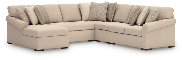 LadyMae Twill 5-Piece Sectional with Left-Arm Facing Chaise